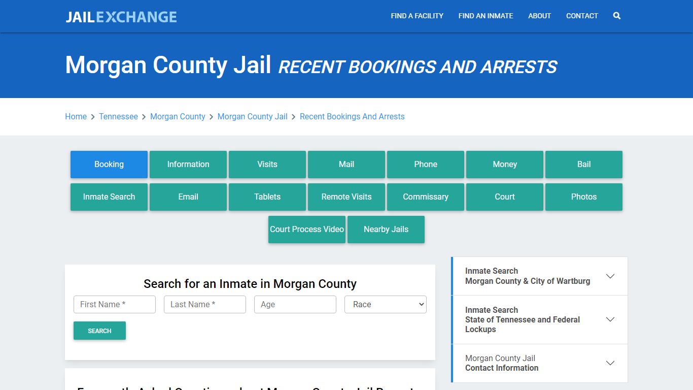 Morgan County Jail TN Recent Arrests and Bookings - Jail Exchange